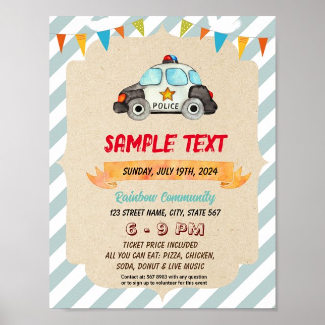 Póster Volante temático de la policía cubana (Frente)