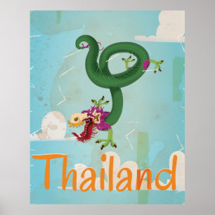 Póster Volar a la vieja Poster de viajes de Tailandia