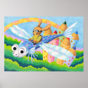 Póster Volar en un deslizador con forma de pez.
