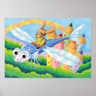 Póster Volar en un deslizador con forma de pez.