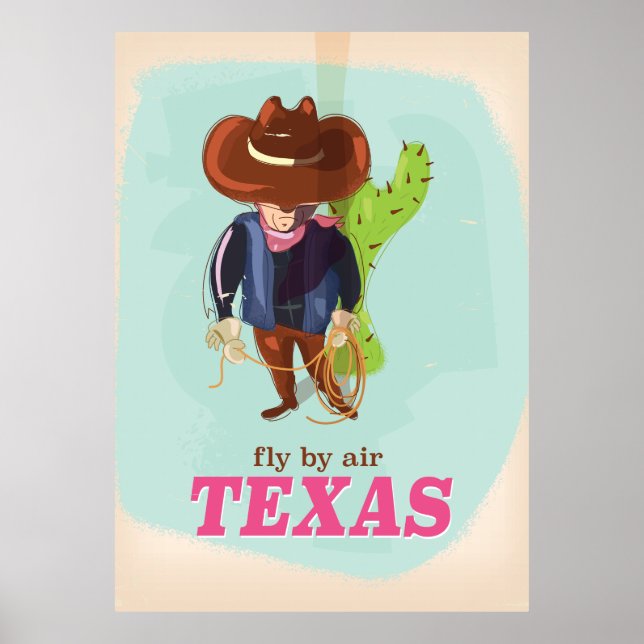 Póster Volar por aire - poster de vacaciones de Texas (Frente)