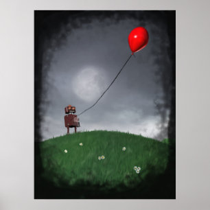 Póster Volar tu pequeño Poster de globo rojo