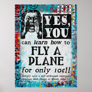 Póster Volar un avión - Funny anuncio de época