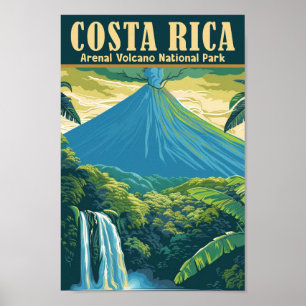 Póster Volcán Arenal Costa Rica Viaje de Vintage