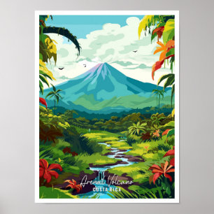 Póster Volcán Arenal Costa Rica Viaje de Vintage