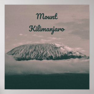 Póster Volcán de nieve Monte Kilimanjaro en Tanzania Áfri