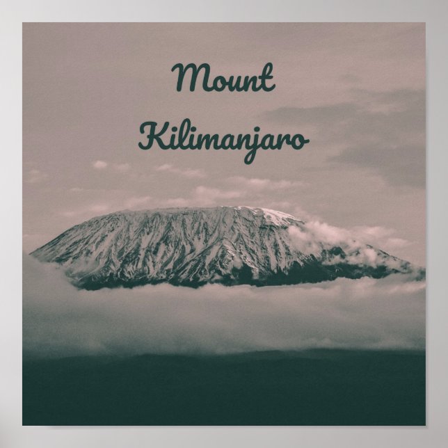 Póster Volcán de nieve Monte Kilimanjaro en Tanzania Áfri (Frente)