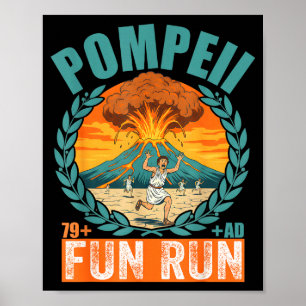 Póster Volcán Divertido Pompeii Fun Run Geografía Volcano