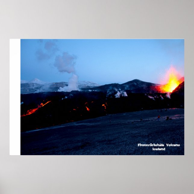 Póster Volcán Fimmvörðuháls en Islandia (Frente)