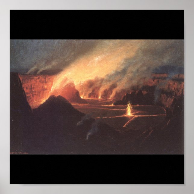 Póster Volcán Hawái, años 1880 (Frente)