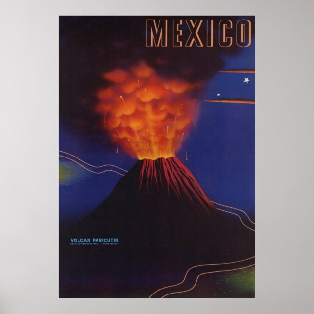 Póster Volcán Paricutin Viaje de México (Frente)