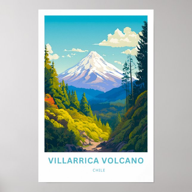 Póster Volcán Villarica Chile Viaje Imprimir (Frente)