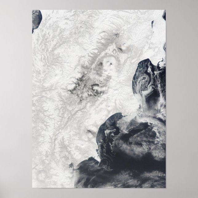 Póster Volcanes en la península central de Kamchatka (Frente)