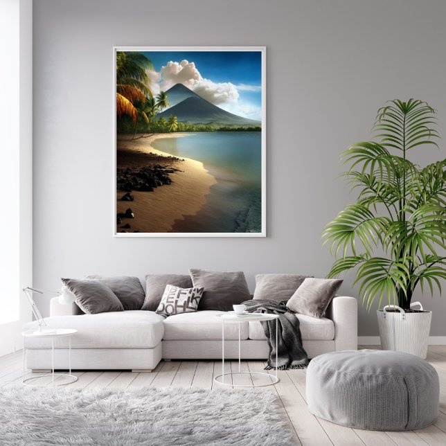 Póster Volcanes, playa de arena blanca con palmeras (Subido por el creador)