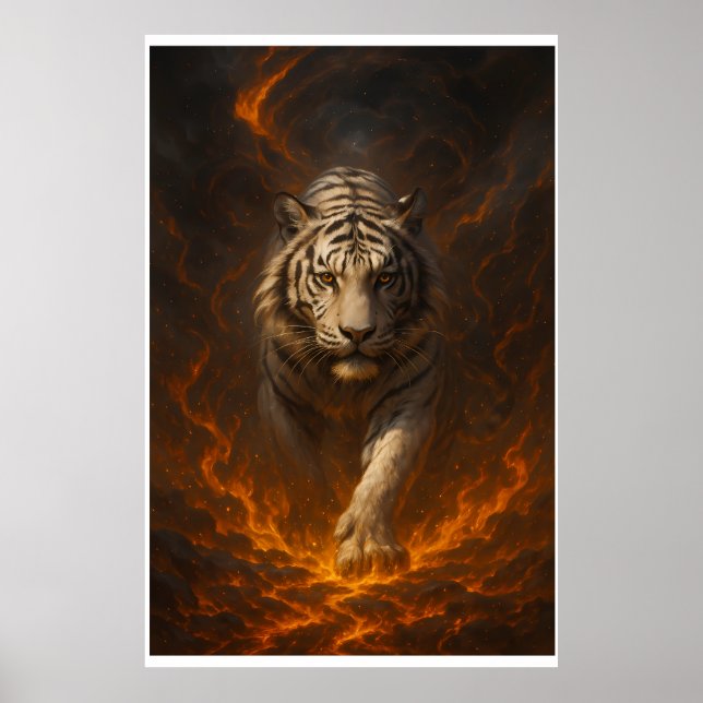 Póster Volcanic White Tiger Premium Wall Art – Fine Art  (Frente)