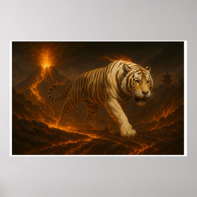 Póster Volcanic White Tiger Premium Wall Art – Fine Art  (Frente)