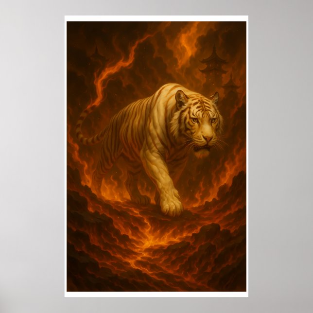 Póster Volcanic White Tiger Premium Wall Art – Fine Art  (Frente)