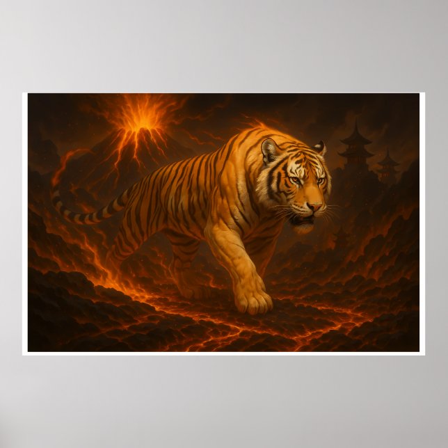 Póster Volcanic White Tiger Premium Wall Art – Fine Art  (Frente)