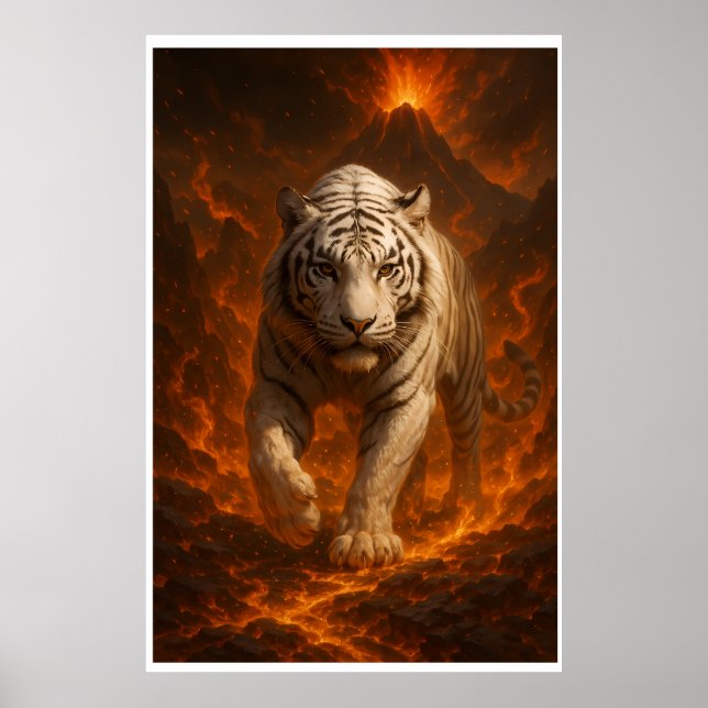 Póster  Volcanic White Tiger Premium Wall Art – Fine Art  (Frente)