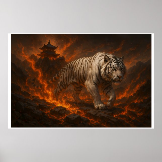 Póster Volcanic White Tiger Premium Wall Art – Fine Art (Frente)