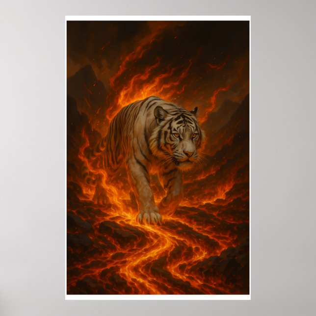 Póster Volcanic White Tiger Premium Wall Art – Fine Art C (Frente)