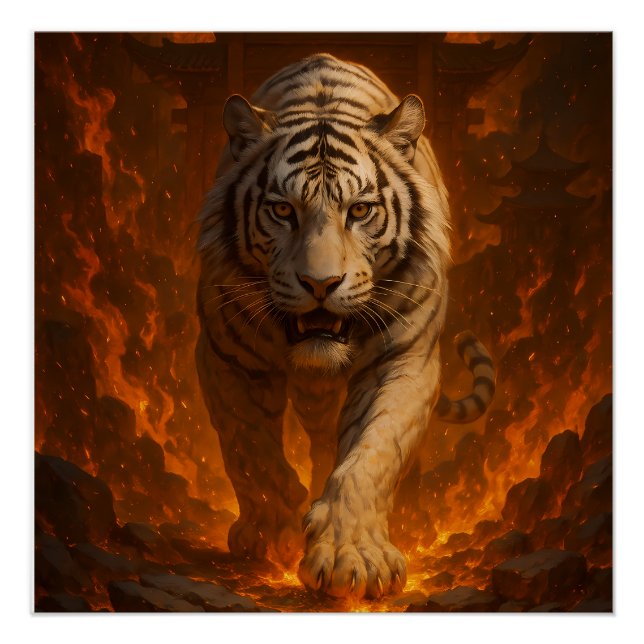 Póster Volcanic White Tiger Premium Wall Art – Fine Art C (Anverso)