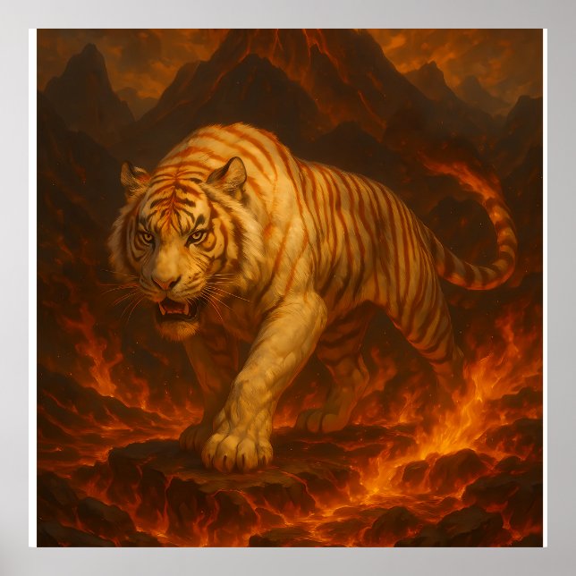 Póster Volcanic White Tiger Premium Wall Art – Fine Art C (Frente)