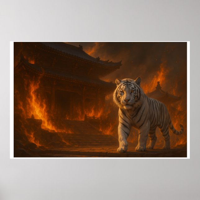 Póster Volcanic White Tiger Premium Wall Art – Fine Art C (Frente)