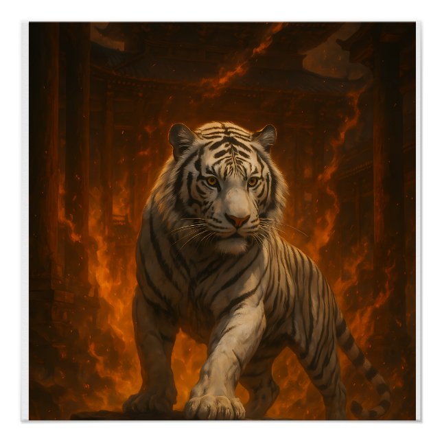 Póster Volcanic White Tiger Premium Wall Art – Fine Art C (Anverso)