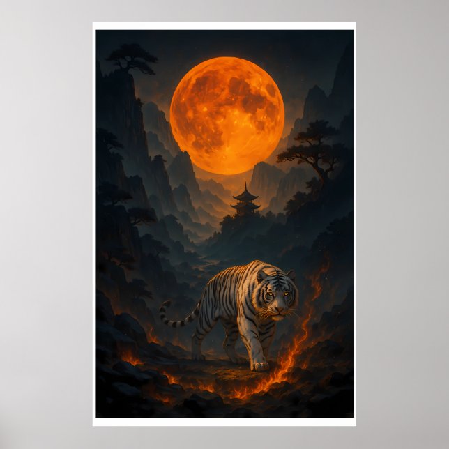Póster Volcanic White Tiger Premium Wall Art – Fine Art C (Frente)