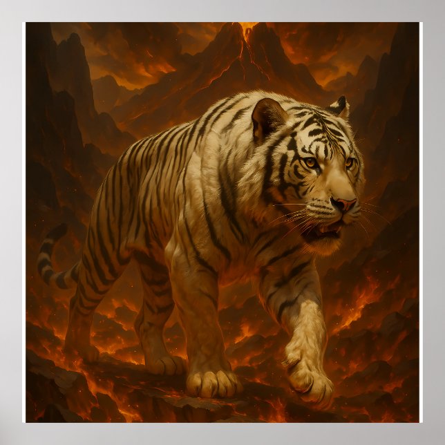 Póster Volcanic White Tiger Premium Wall Art – Fine Art C (Frente)