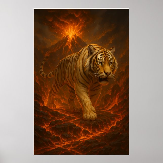 Póster Volcanic White Tiger Premium Wall Art – Fine Art C (Frente)