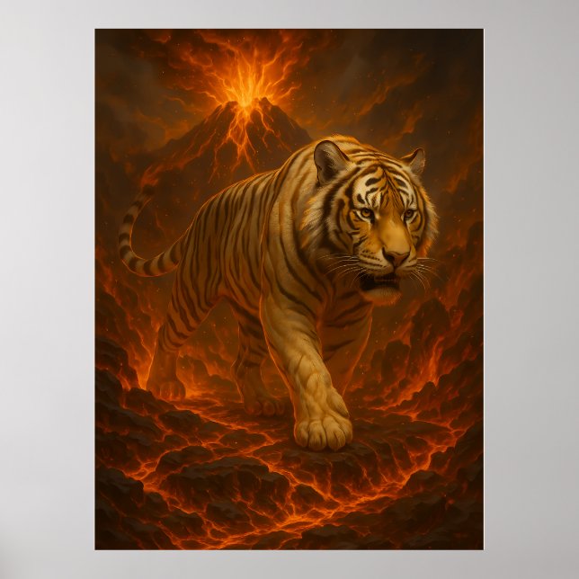 Póster Volcanic White Tiger Premium Wall Art – Fine Art C (Frente)