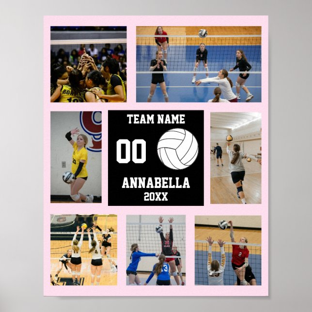 Póster Voleibol 7 Recolección de fotos Nombre del equipo  (Frente)