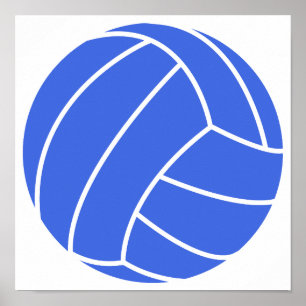 Póster Voleibol azul real y blanco