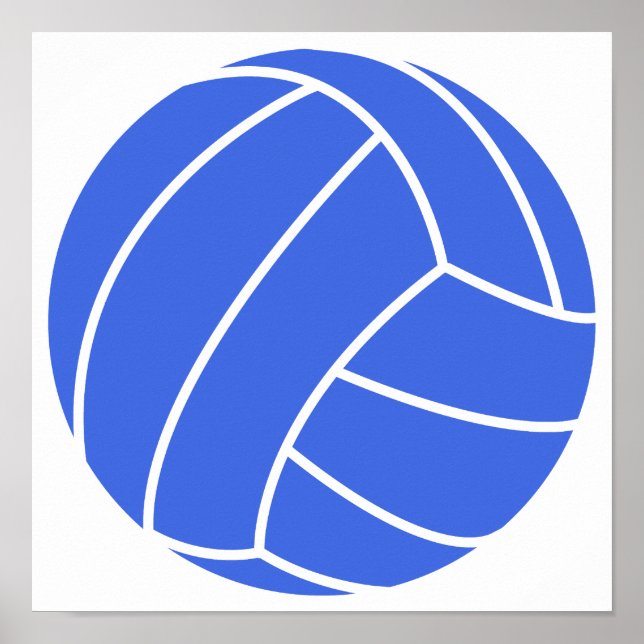 Póster Voleibol azul real y blanco (Frente)