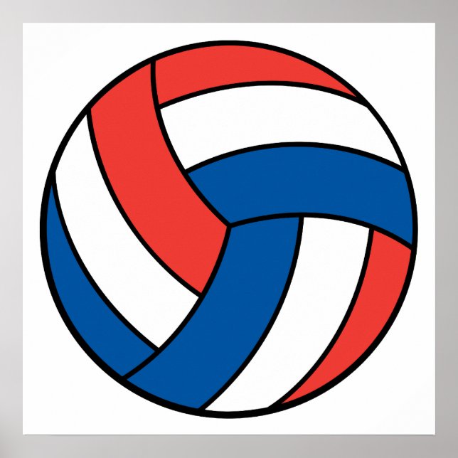 Póster voleibol azul rojo (Frente)