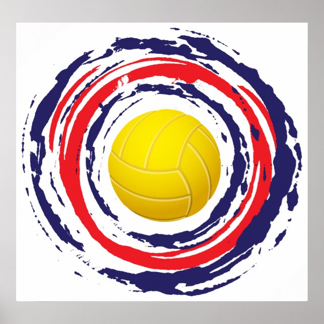 Póster Voleibol Azul Rojo Y Blanco 2 (Frente)