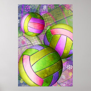 Póster Voleibol de Chicas Grungy