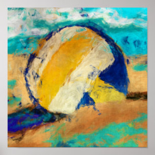 Póster Voleibol de playa abstracto