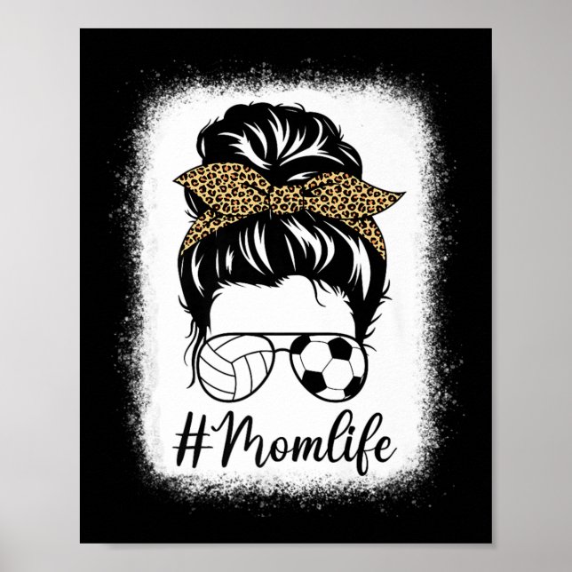 Póster Voleibol Día de la Madre Y Fútbol Mamá Vida Desord (Frente)