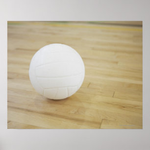 Póster Voleibol en piso de madera