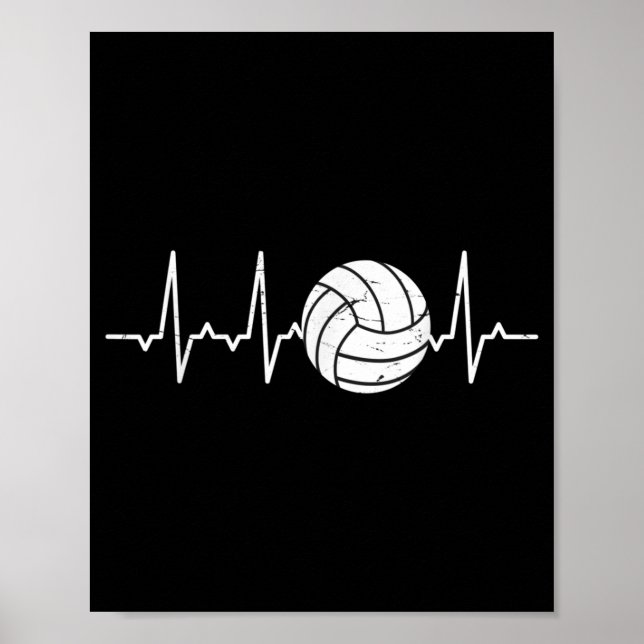 Póster Voleibol Heartbeat Cute Diversión (Frente)