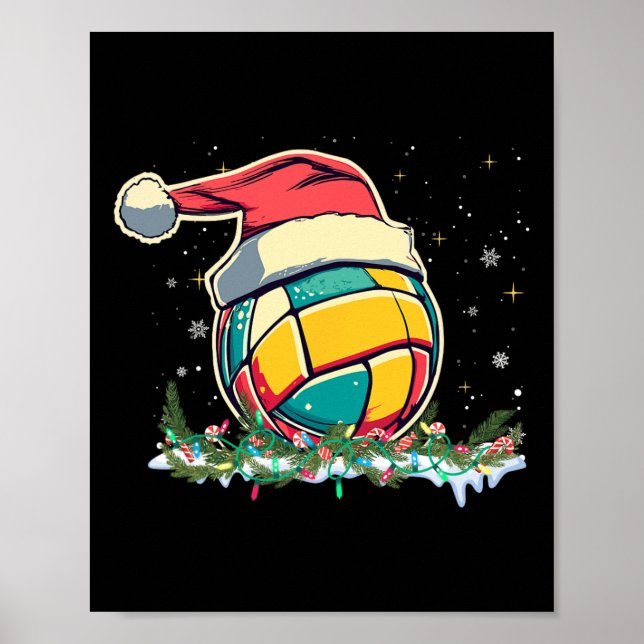 Póster Voleibol navidad Con Santa Para Niños Hombres Navi (Frente)