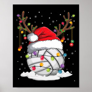 Póster Voleibol Navidades de renos de Santa Hat