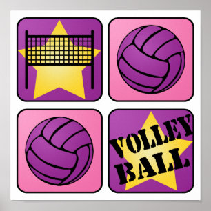 Póster Voleibol rosado