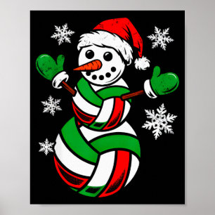 Póster Voleibol Santa Sombrero Muñeco de Nieve Navidad Di