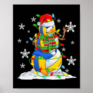 Póster Voleibol Snowman Christmas Tree Encende Navidad Pj