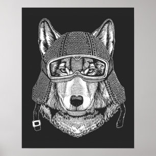Póster Volf Dog Motorcycle Rider