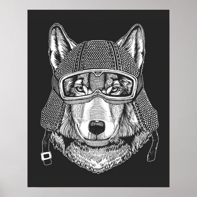 Póster Volf Dog Motorcycle Rider (Frente)